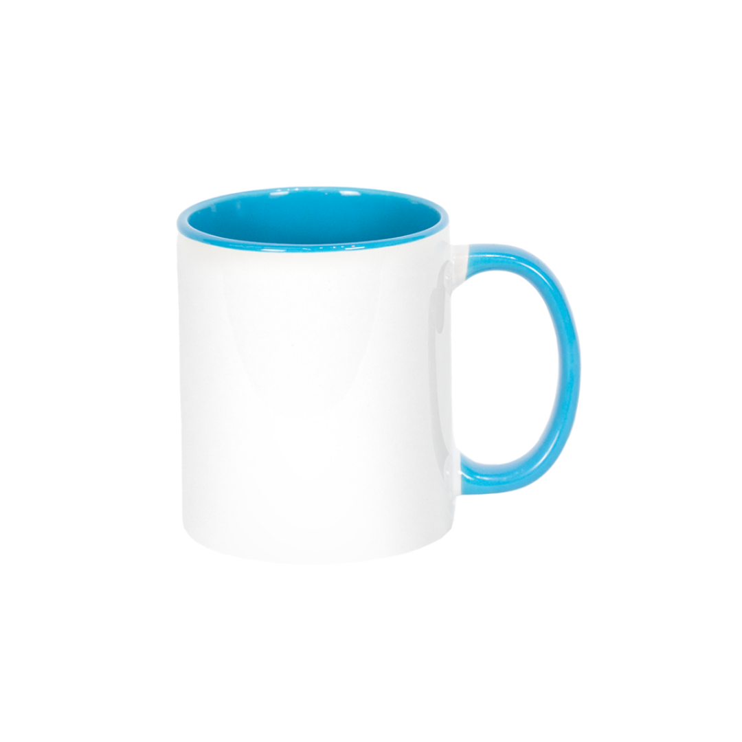 Caneca Branca Alça e Interno Azul Claro  325ml