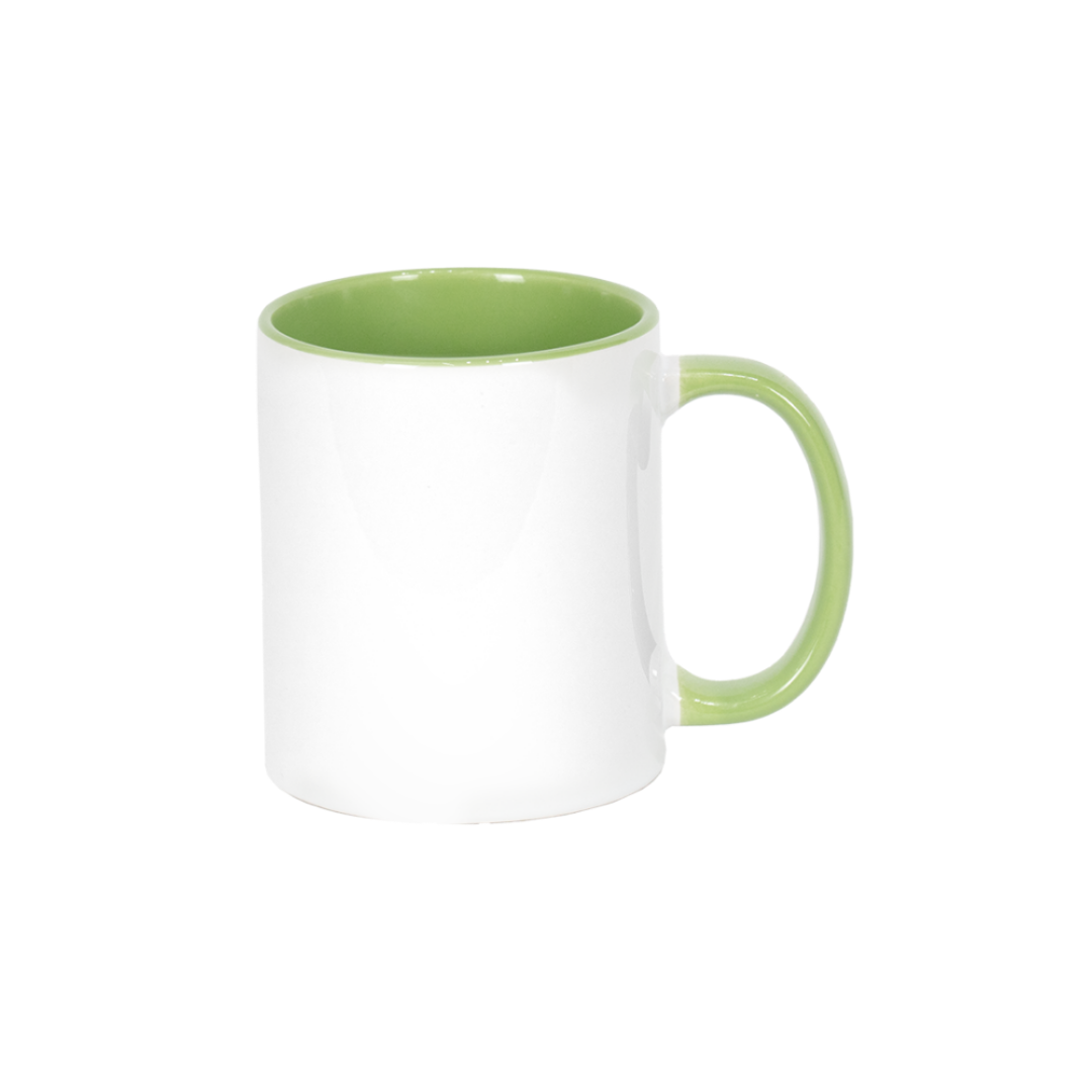 Caneca Branca Alça e Interno Verde Claro  325ml