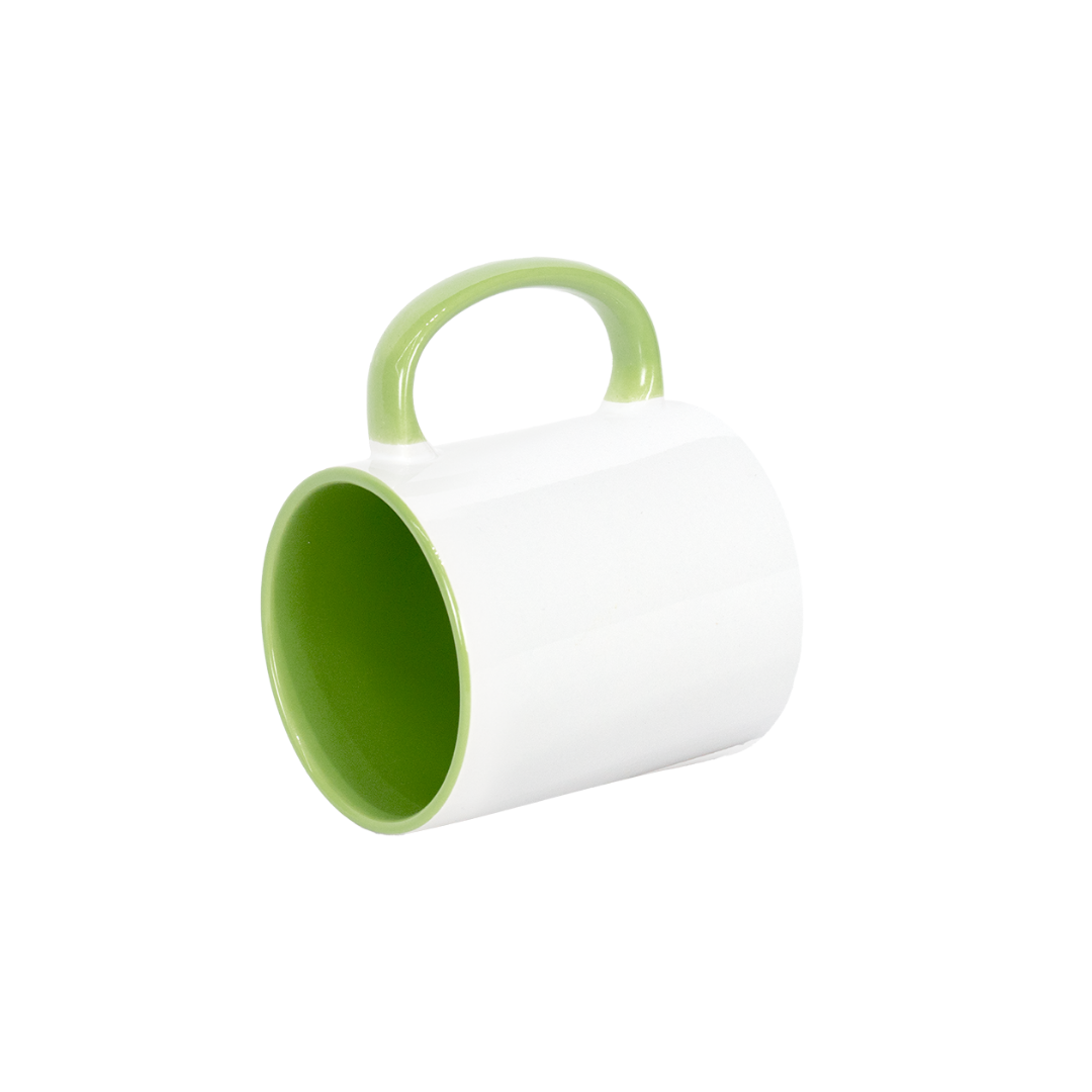 Caneca Branca Alça e Interno Verde Claro  325ml