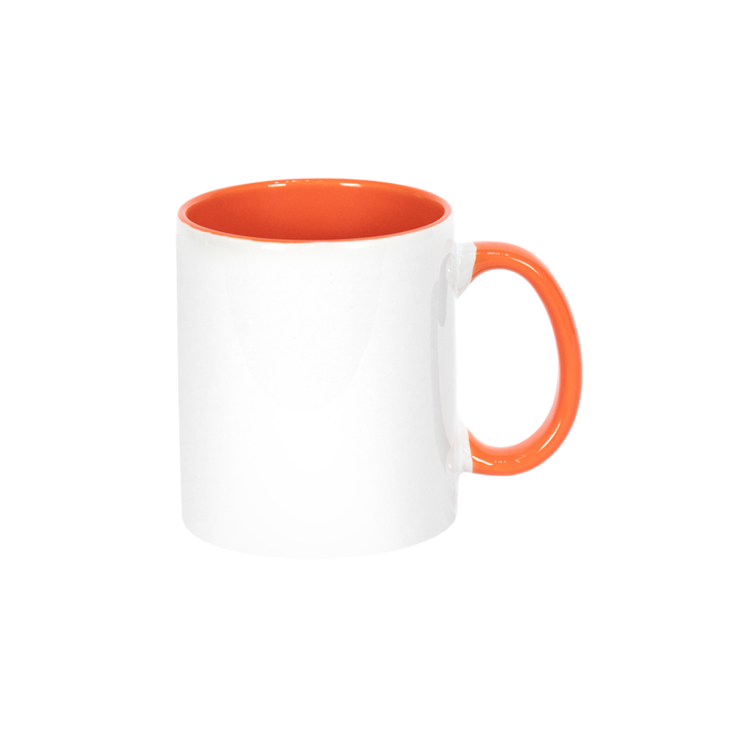Caneca Branca Alça e Interno Laranja  325ml