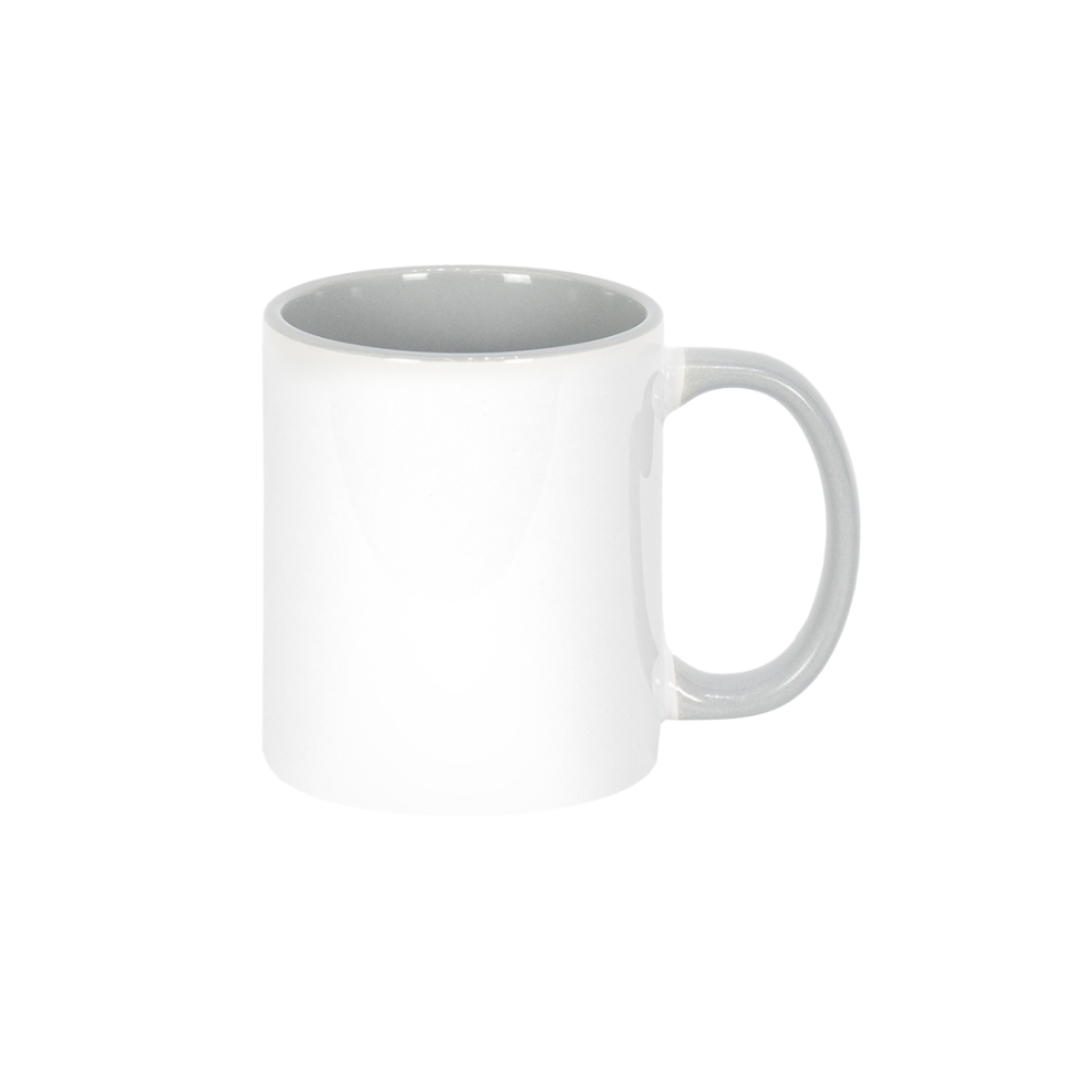 Caneca Branca Alça e Interno Cinza  325ml