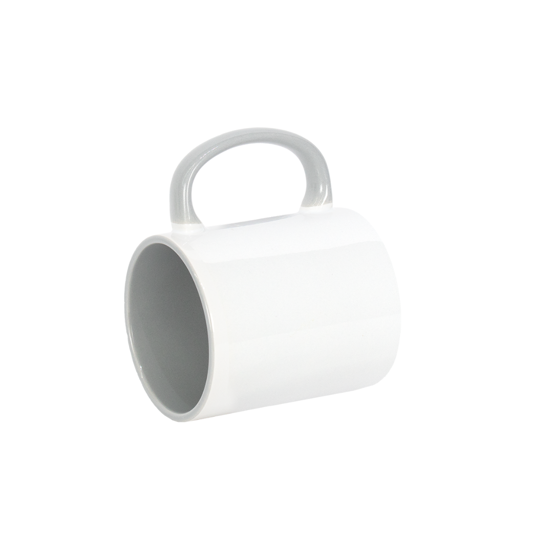 Caneca Branca Alça e Interno Cinza  325ml