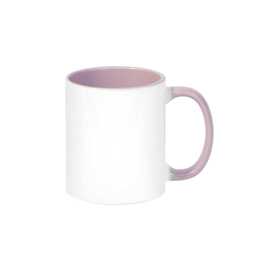 Caneca Branca Alça e Interno Lilás  325ml