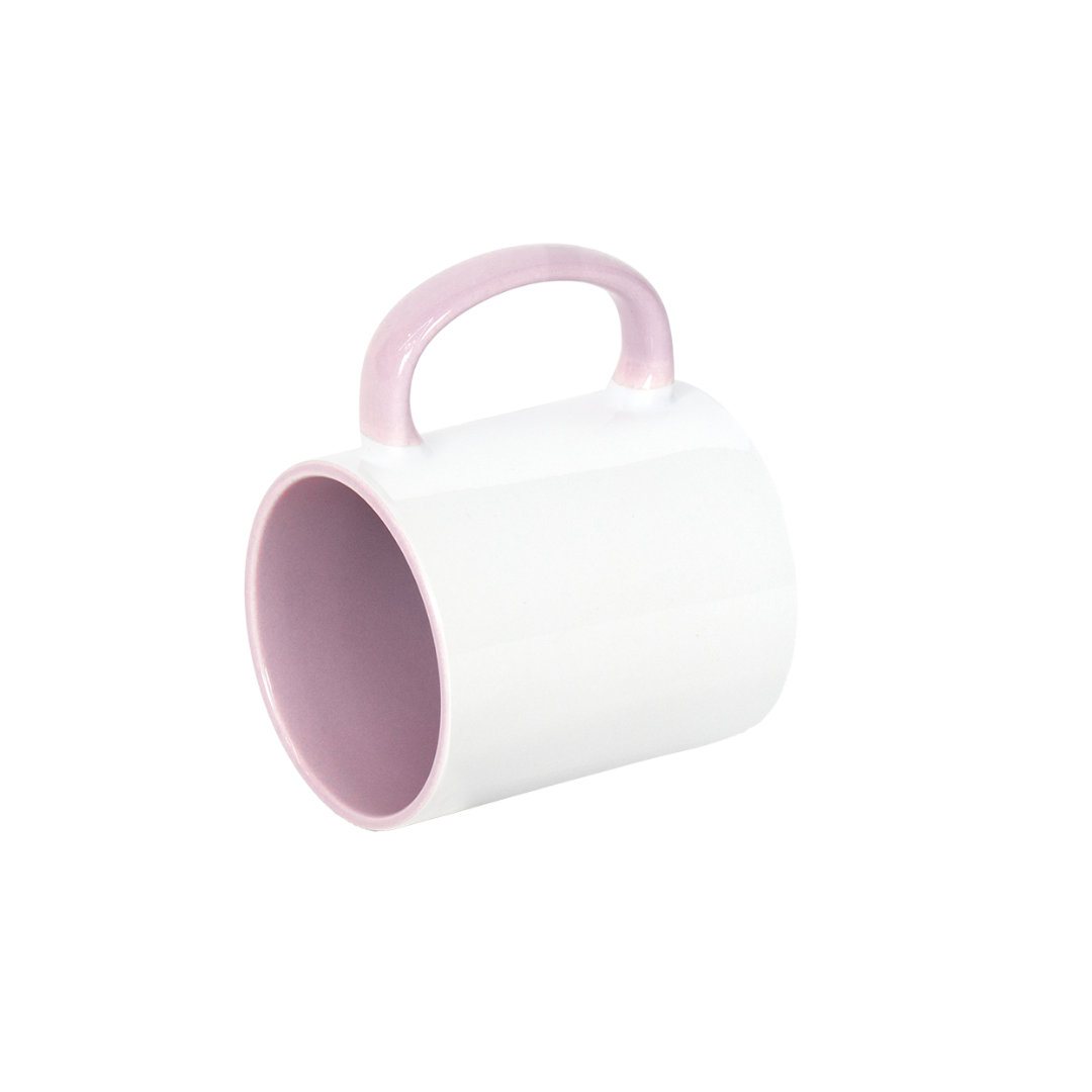 Caneca Branca Alça e Interno Lilás  325ml