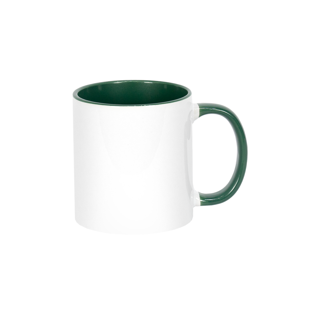 Caneca Branca Alça e Interno Verde Escuro  325ml