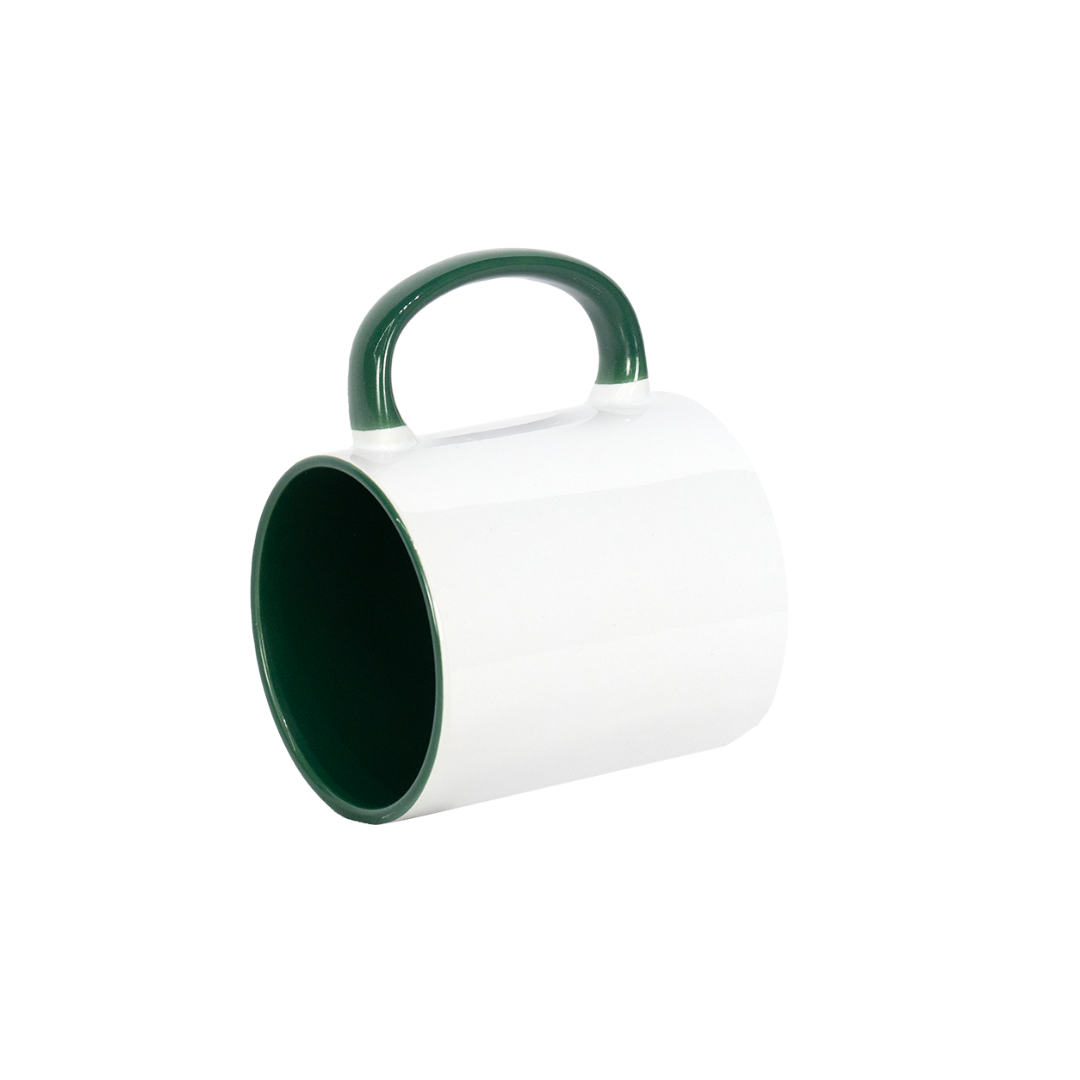 Caneca Branca Alça e Interno Verde Escuro  325ml