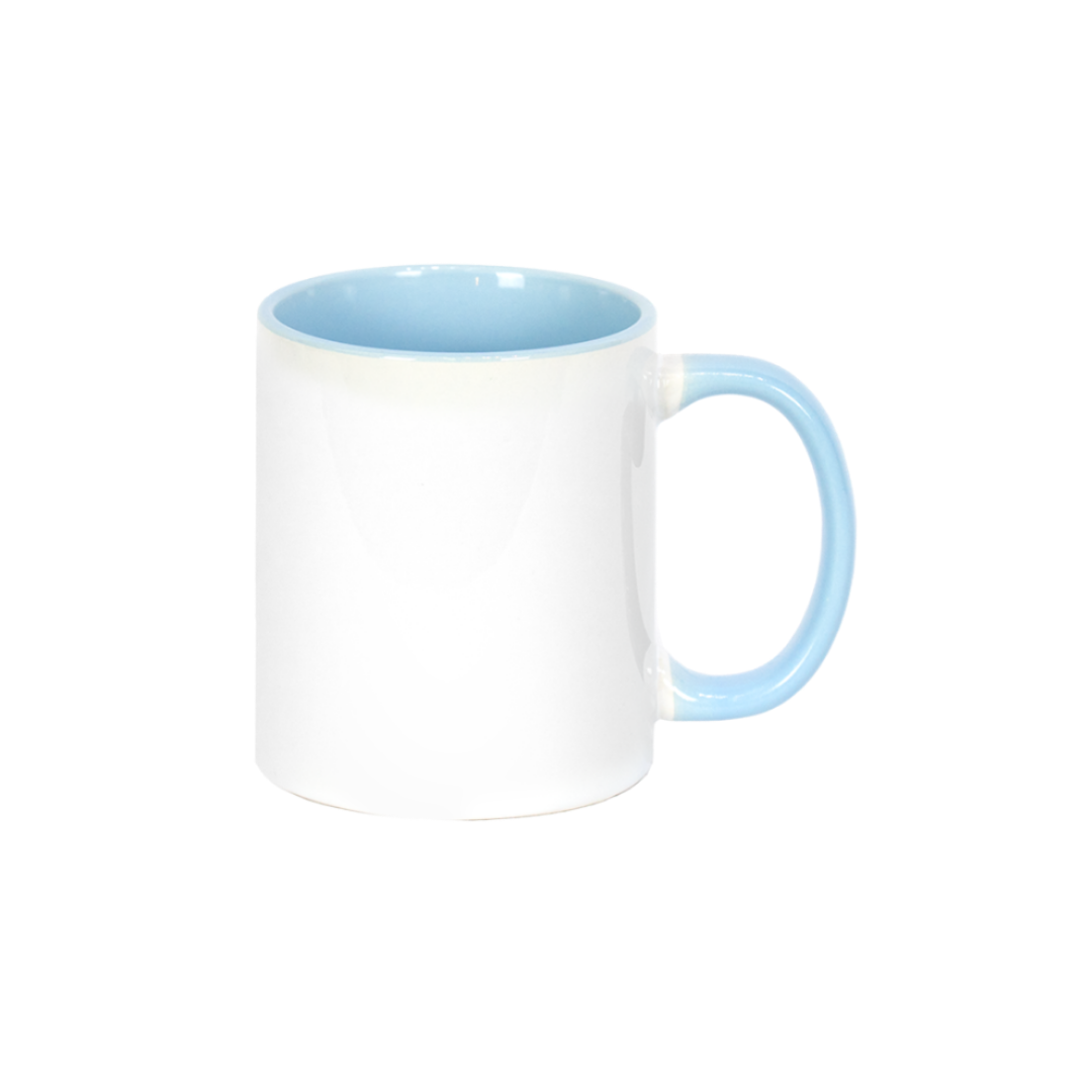 Caneca Branca Alça e Interno Azul Bebê  325ml