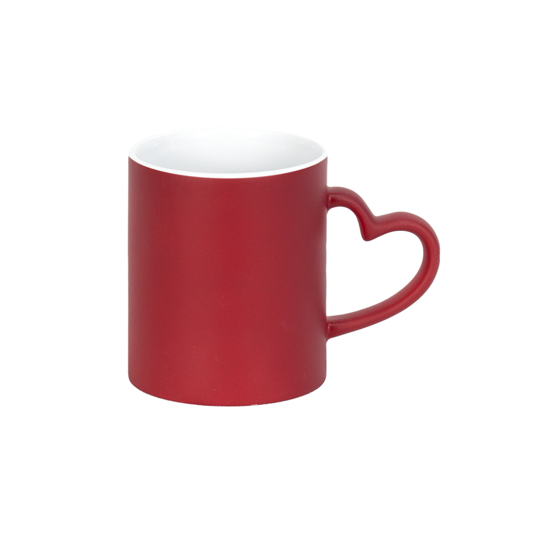 Caneca Mágica Interno Branco Alça Coração Vermelho Fosco  325ml