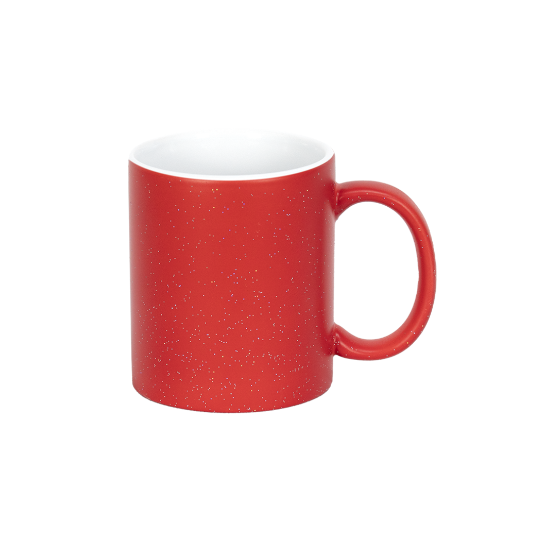 Caneca Mágica Interno Branco Glitter Vermelho Fosco  325ml