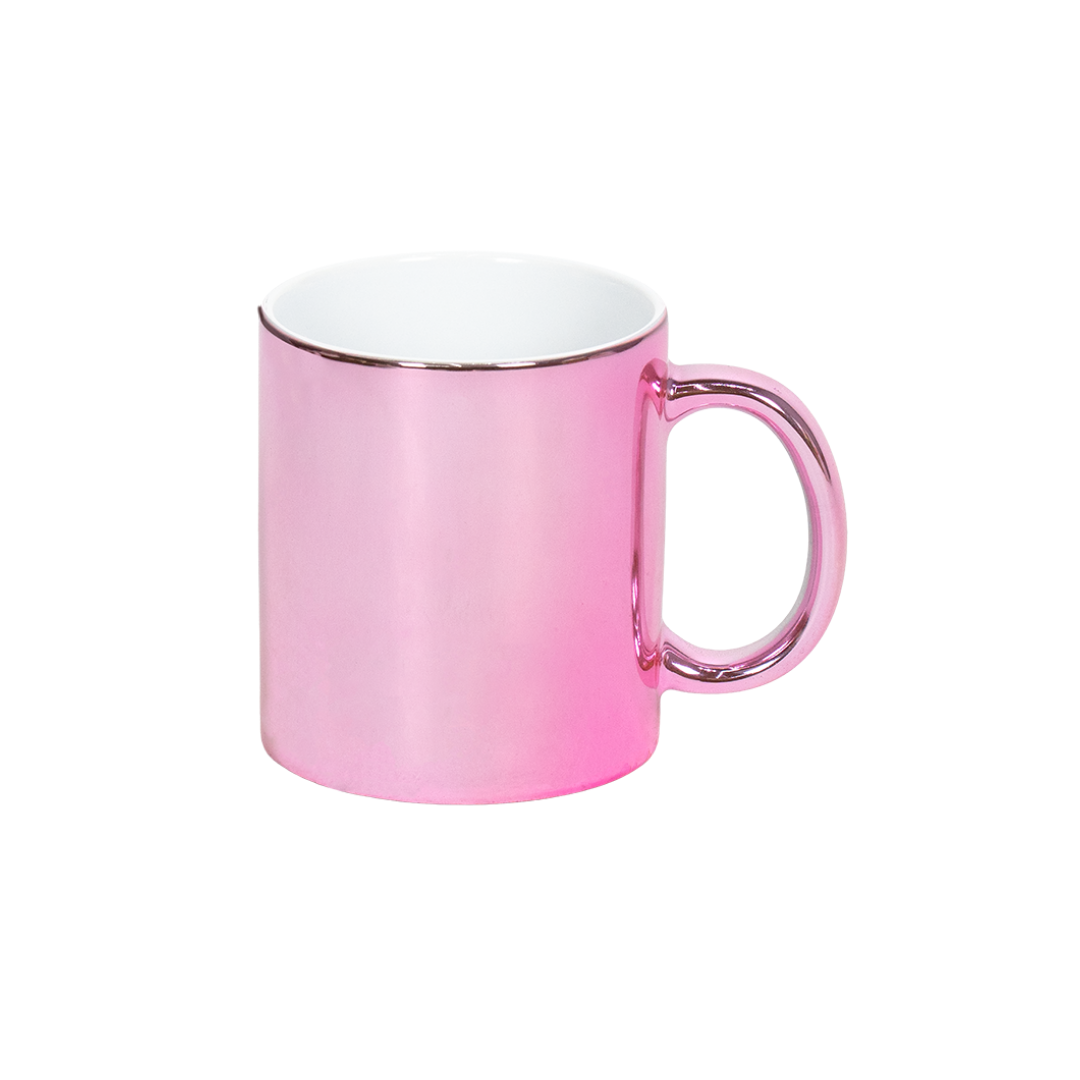 Caneca Interno Branco Cromada Rosa  325ml