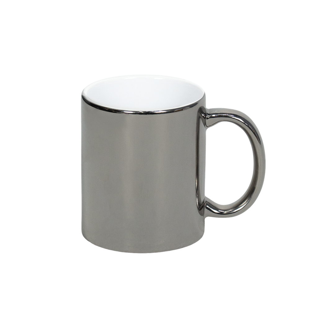 Caneca Interno Branco Cromada Prata  325ml