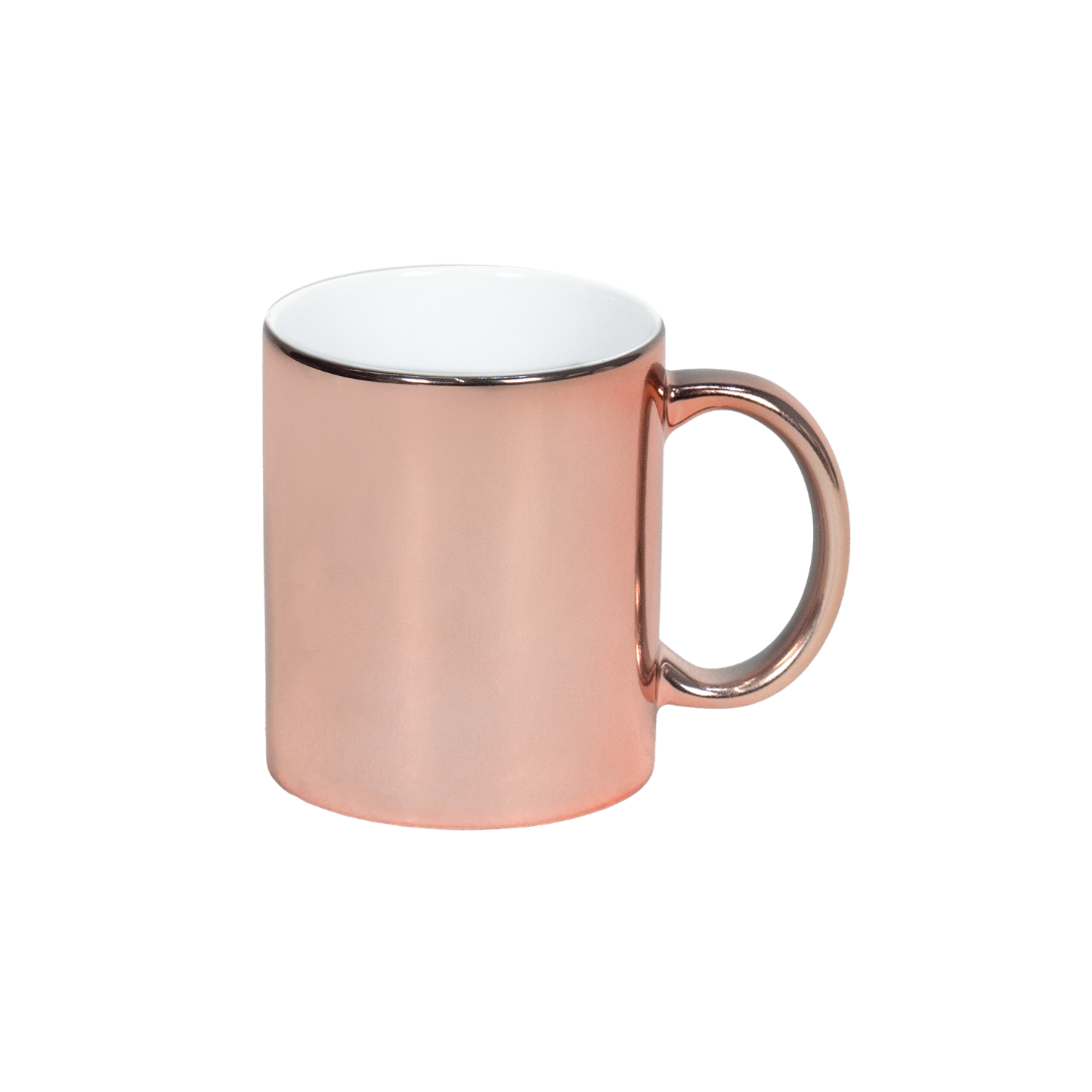 Caneca Interno Branco Cromada Rosê Gold  325ml