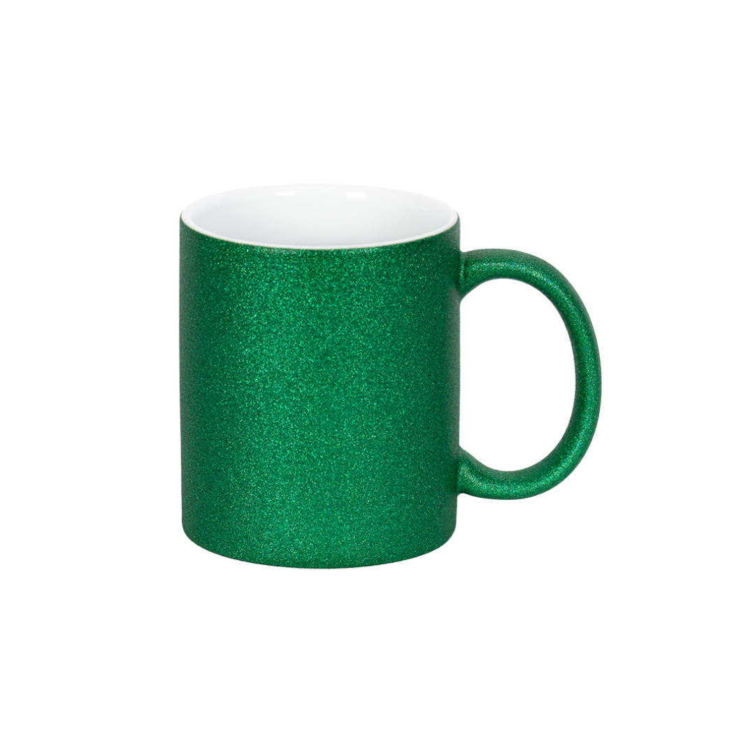 Caneca Interno Branco Glitter Verde Escuro  325ml
