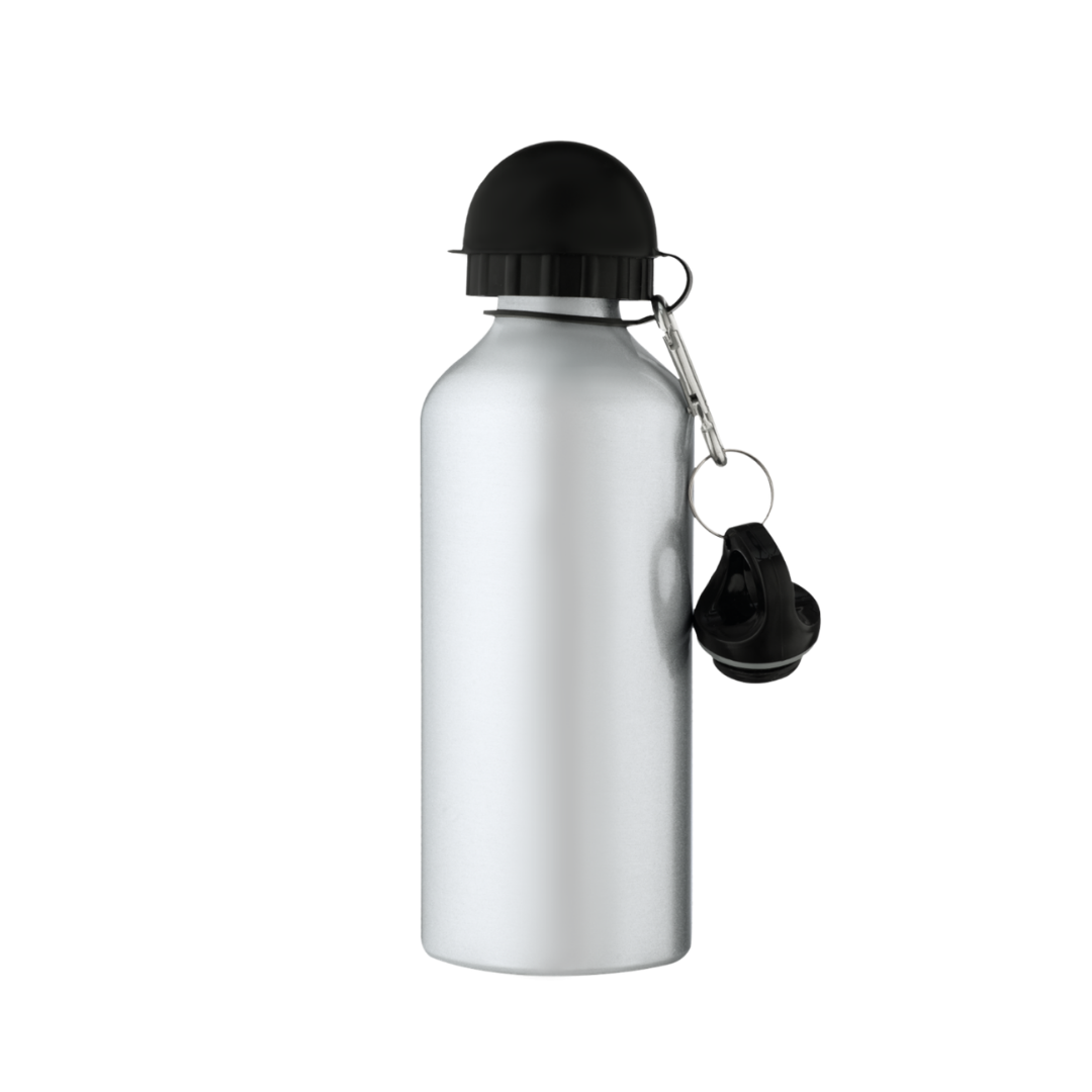 Garrafa de Alumínio Tampa Dupla Prata  600ml