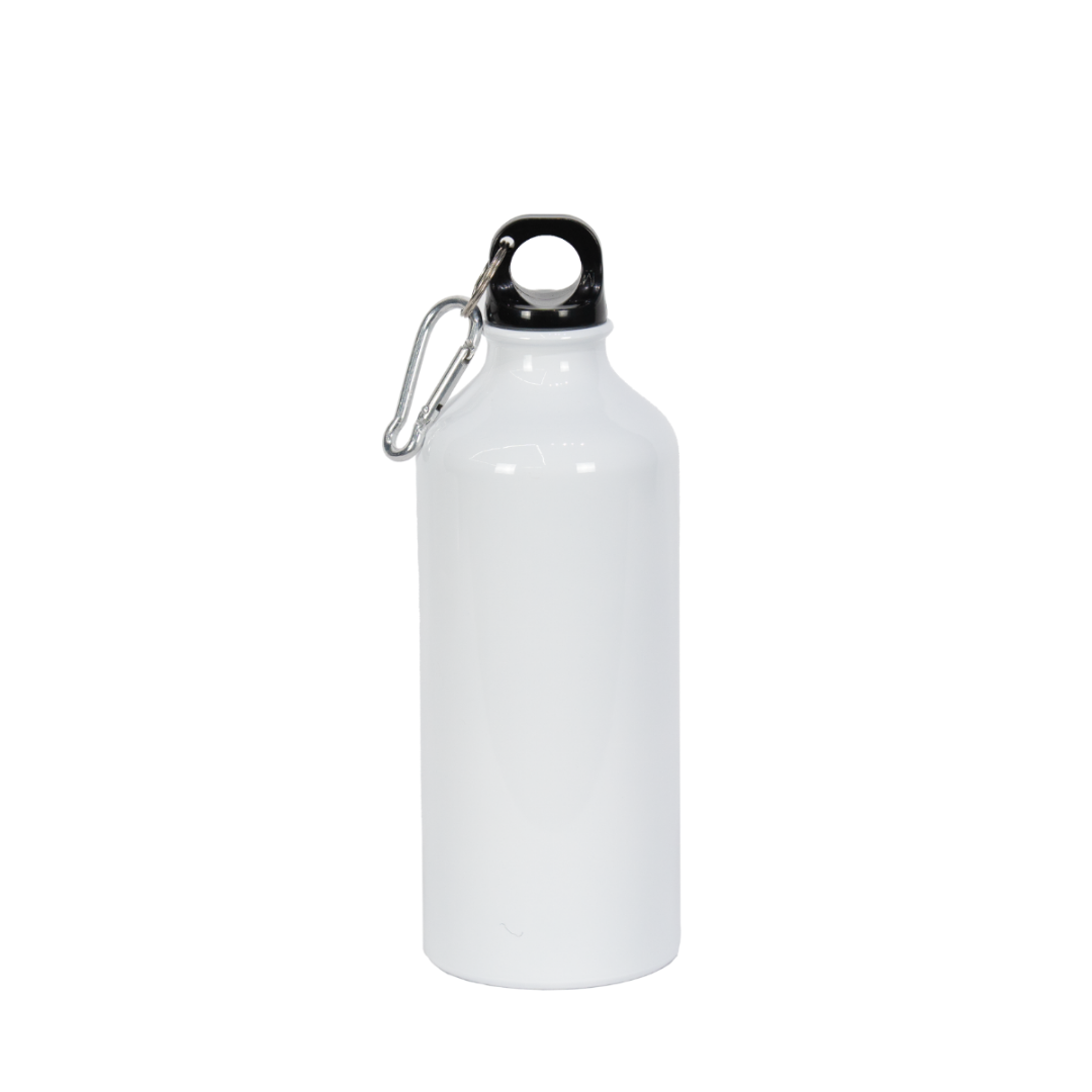 Garrafa de Alumínio Tampa Mosquetão Branca  600ml