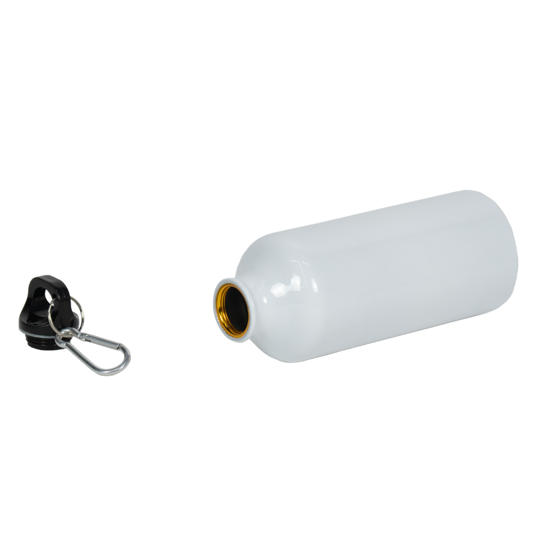 Garrafa de Alumínio Tampa Mosquetão Branca  600ml