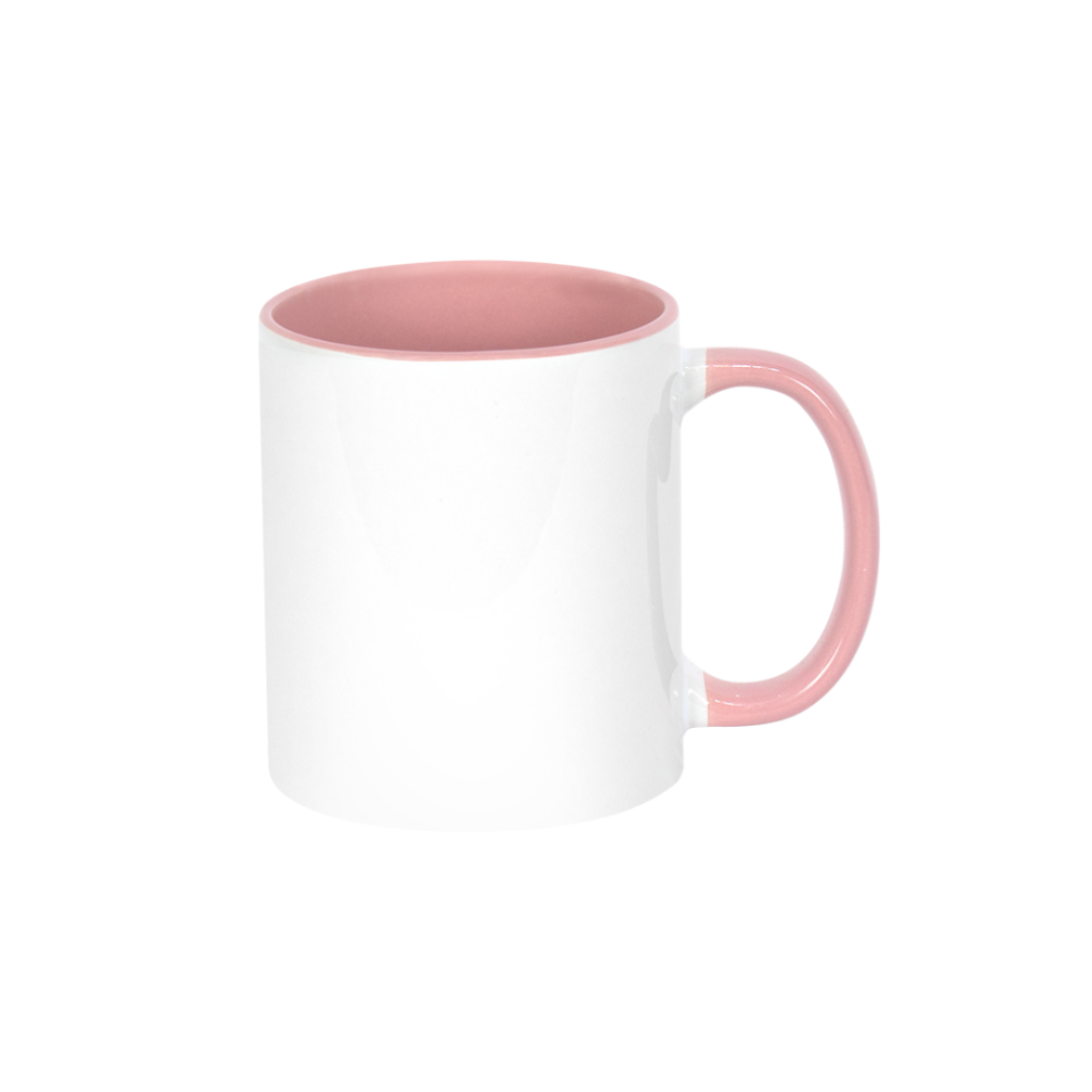 Caneca Branca Alça e Interno Rosa  325ml