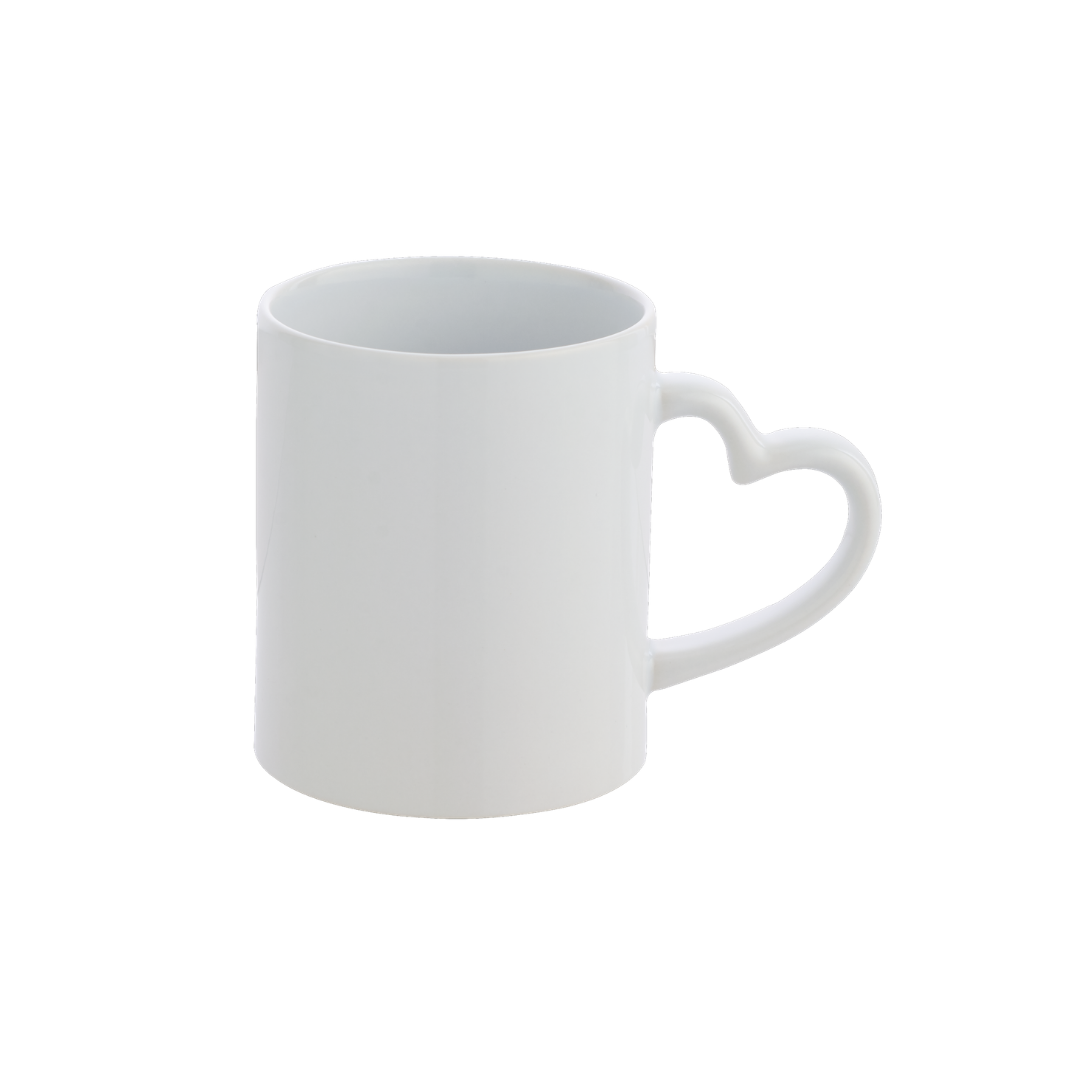 Caneca Branca Alça Coração e Interno Branco  325ml