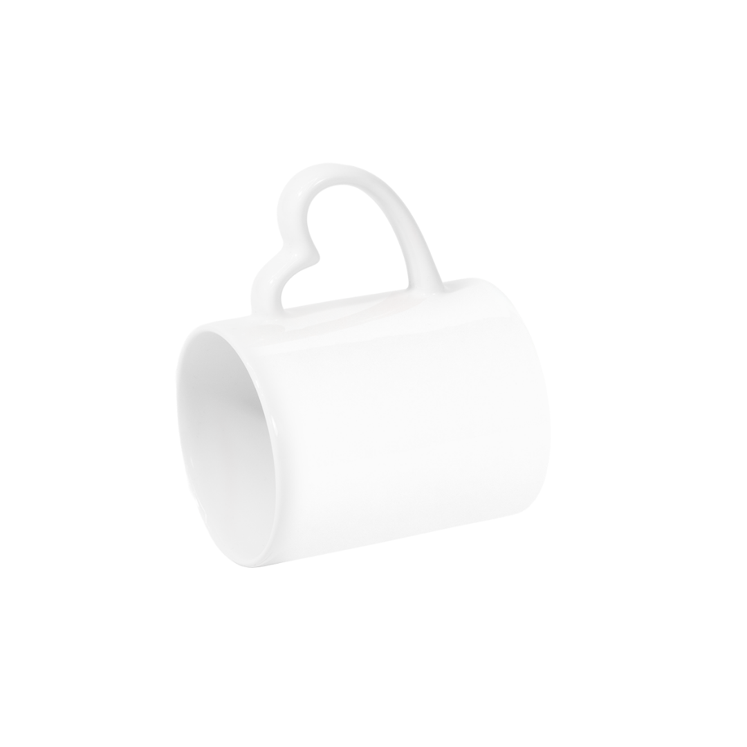 Caneca Branca Alça Coração e Interno Branco  325ml