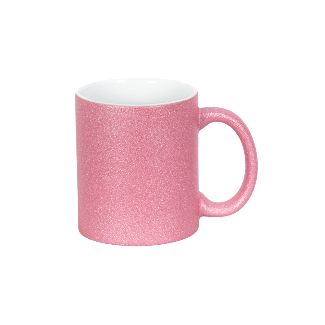 Caneca Interno Branco Glitter Rosa  325ml