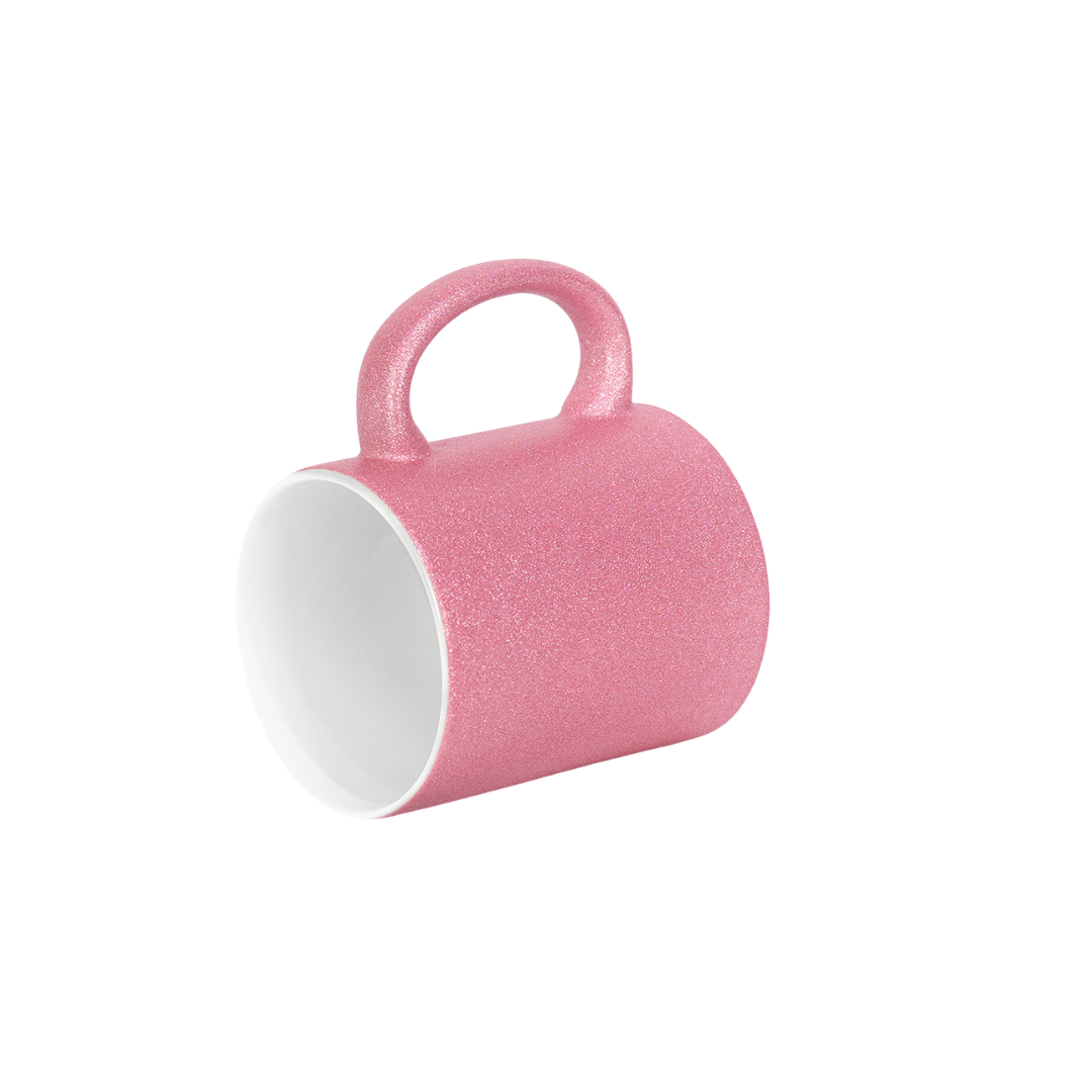 Caneca Interno Branco Glitter Rosa  325ml