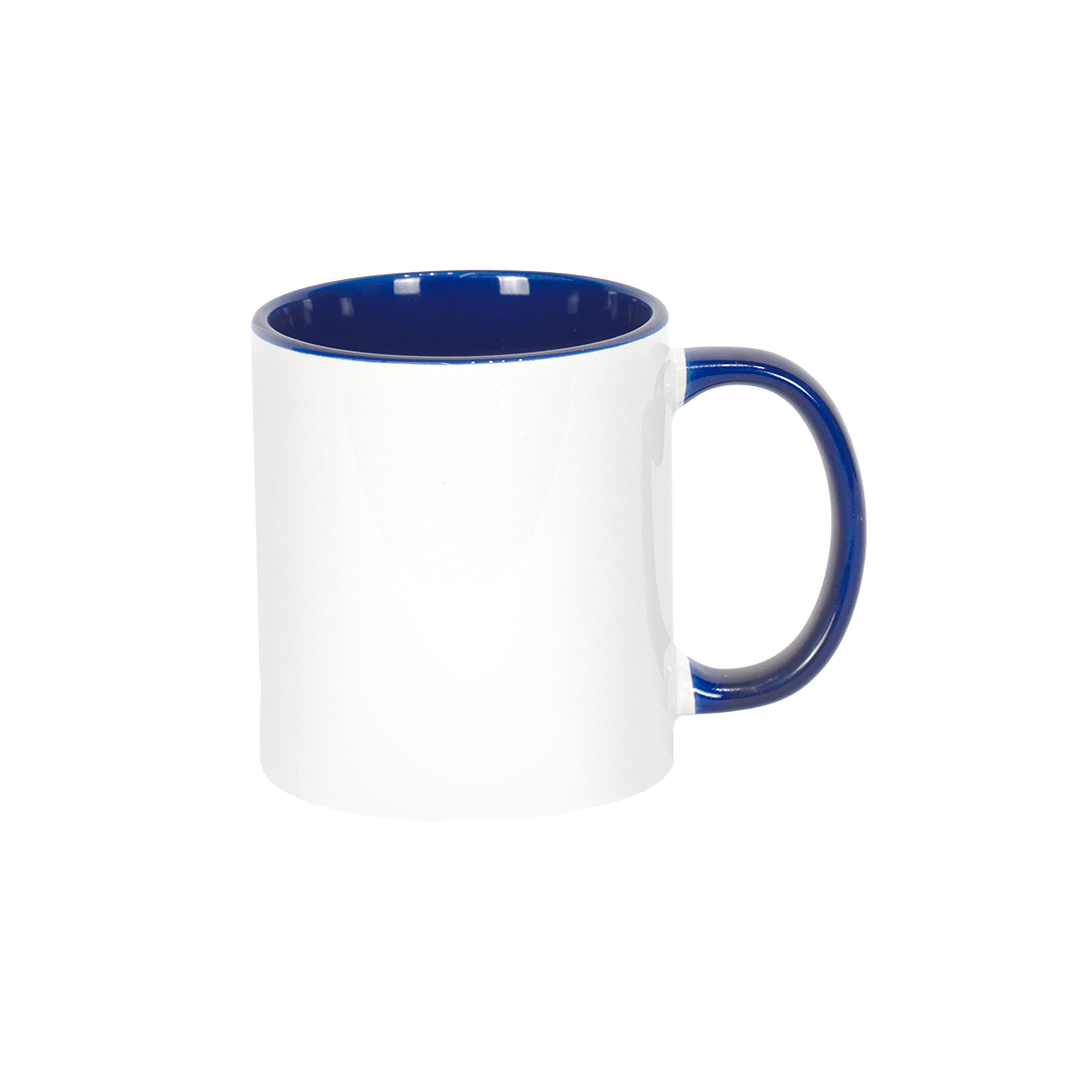 Caneca Branca Alça e Interno Azul Escuro  325ml