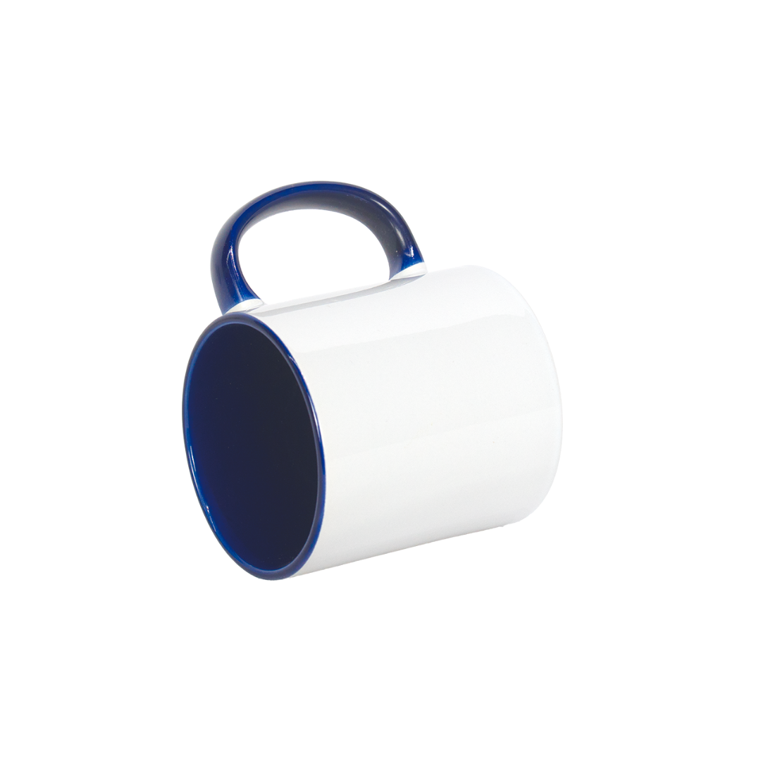 Caneca Branca Alça e Interno Azul Escuro  325ml