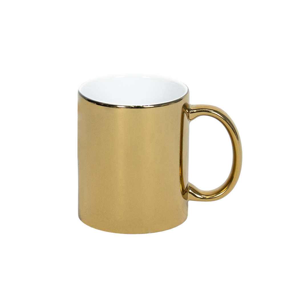 Caneca Interno Branco Cromada Dourado 325ml