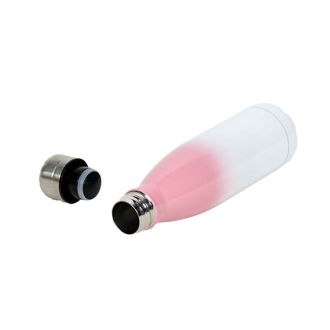 Garrafa Térmica de Aço Inox Estilo Cola Bicolor Rosa Claro  500ml – caixa com 10 unidades