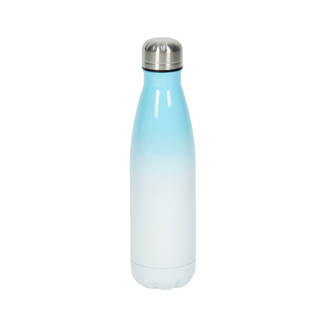 Garrafa Térmica de Aço Inox Estilo Cola Bicolor Azul Claro  500ml – caixa com 10 unidades