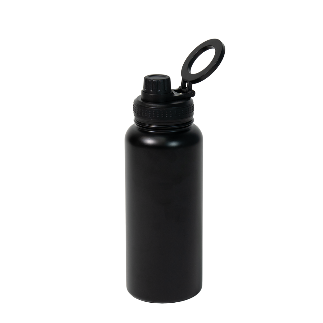 Garrafa Térmica de Aço Inox com Suporte Magnético Preto Fosco 1L
