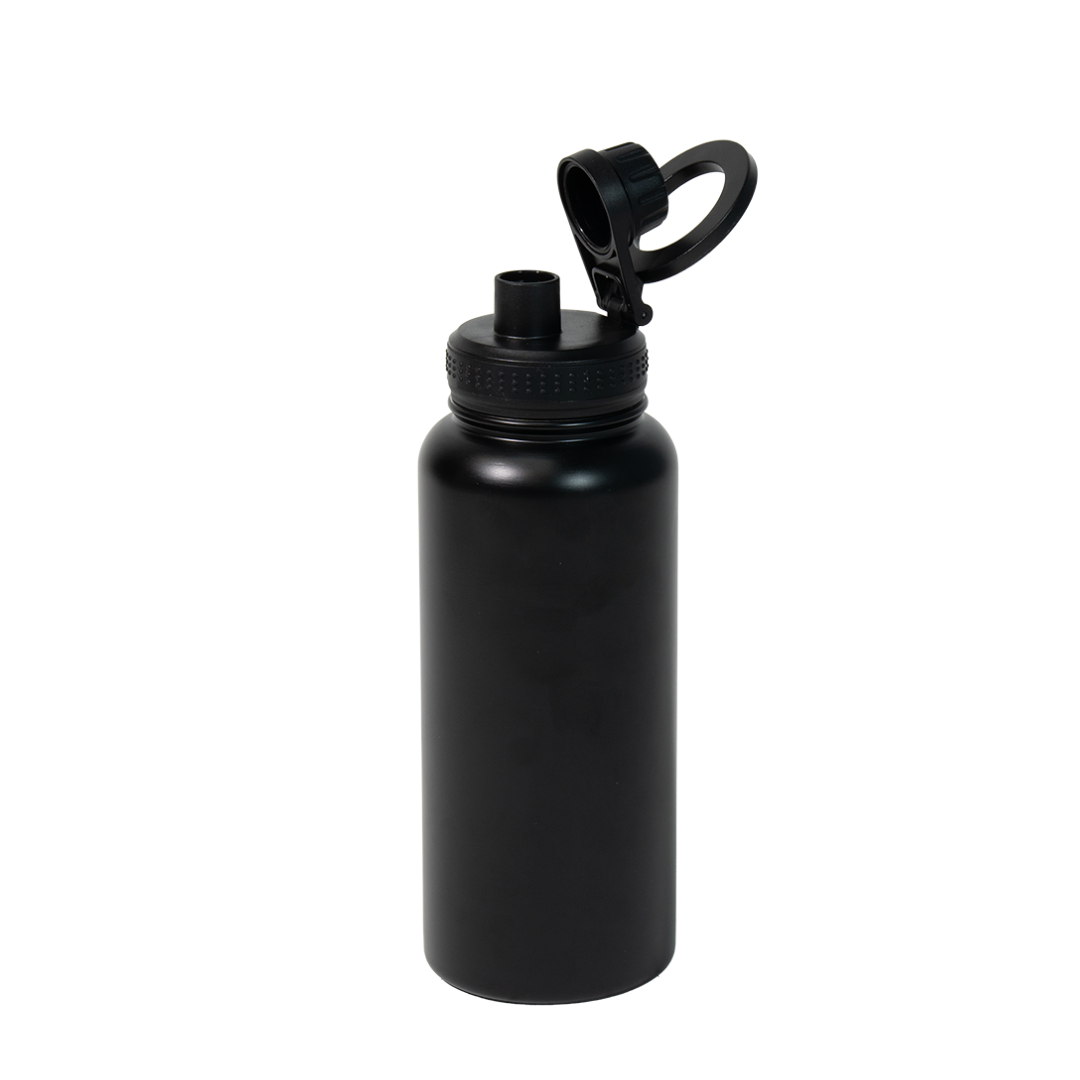 Garrafa Térmica de Aço Inox com Suporte Magnético Preto Fosco 1L