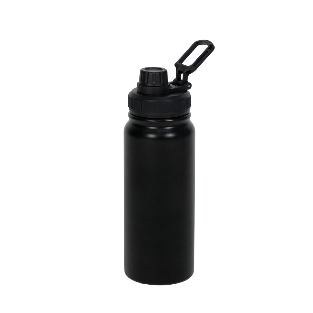 Garrafa Térmica de Aço Inox Tampa com Alça Preto Fosco 600ml