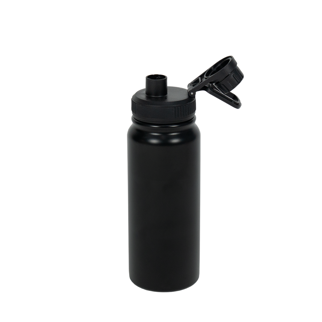 Garrafa Térmica de Aço Inox Tampa com Alça Preto Fosco 600ml