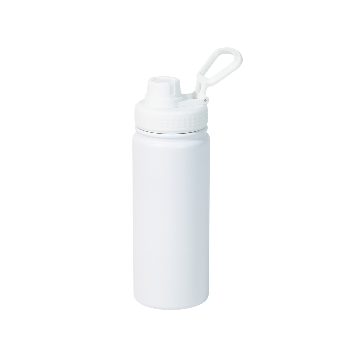 Garrafa Térmica de Aço Inox Tampa com Alça Branco Fosco 600ml