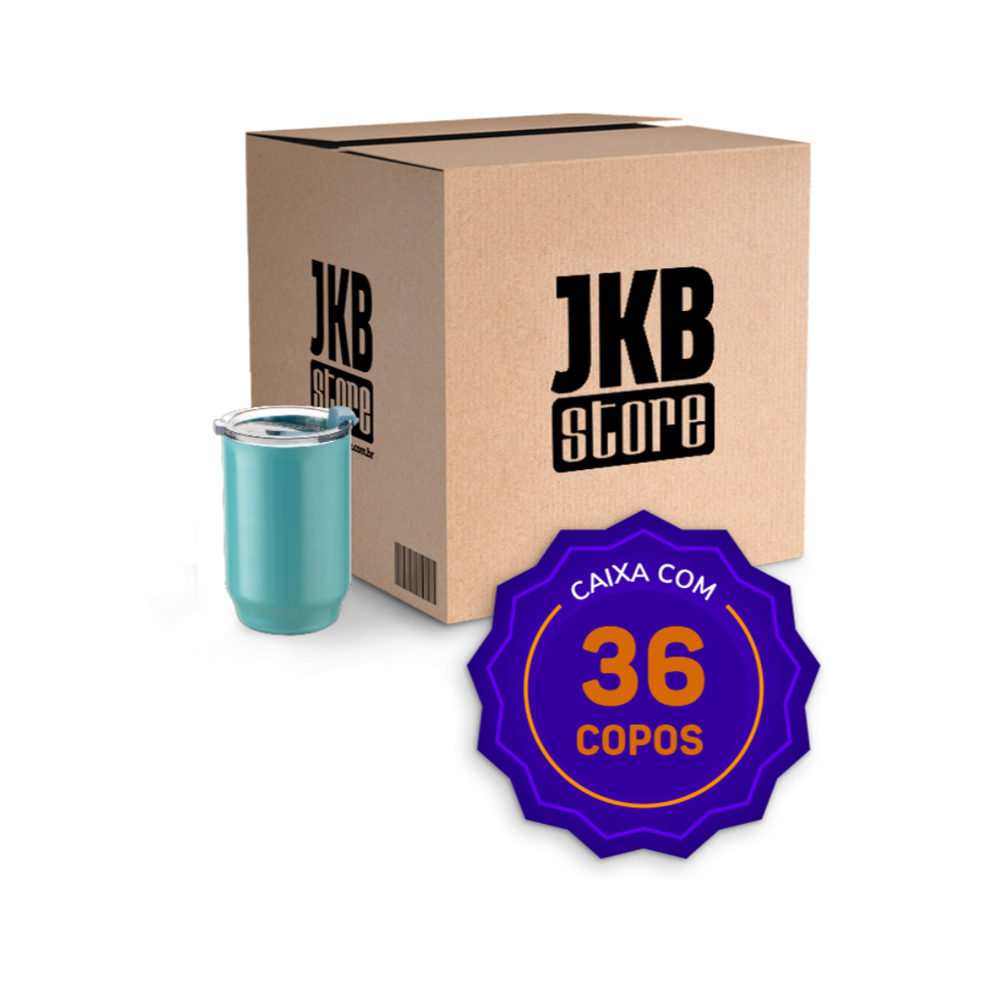 Copo de Polímero com Tampa 400 ml - Azul - Caixa com 36 unidades