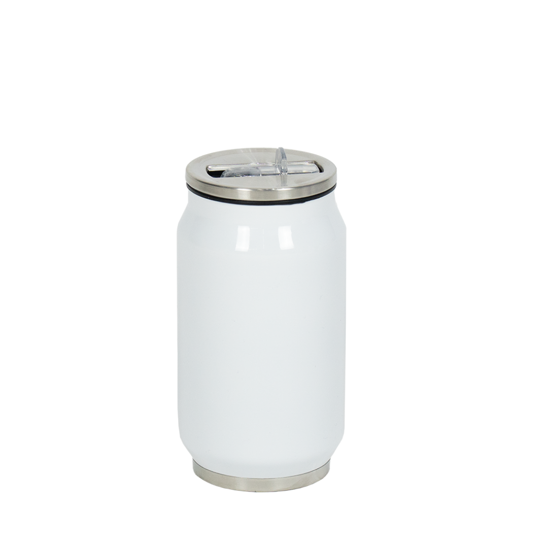 Copo Térmico Aço Inox Estilo Lata Branco 300ml
