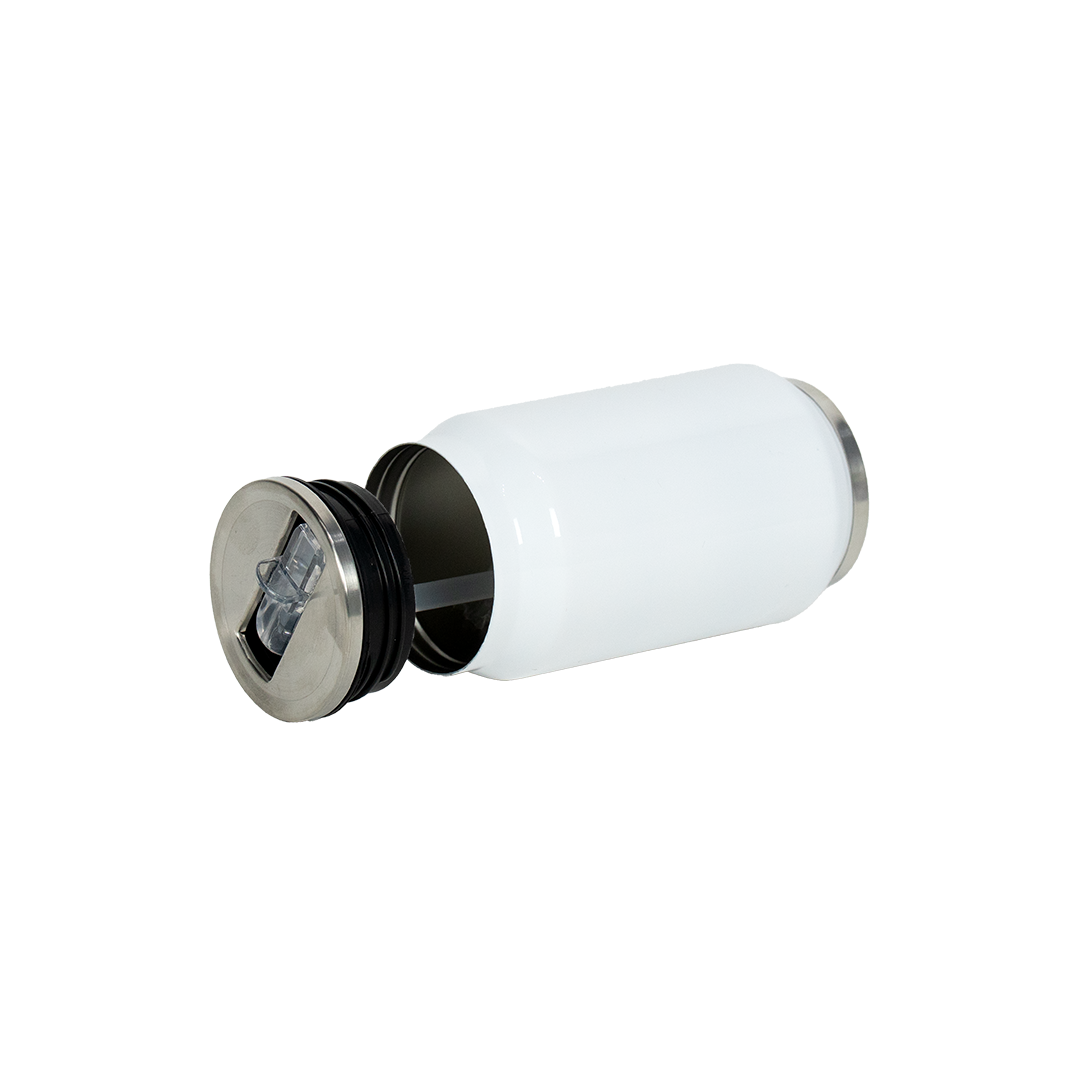 Copo Térmico Aço Inox Estilo Lata Branco 300ml