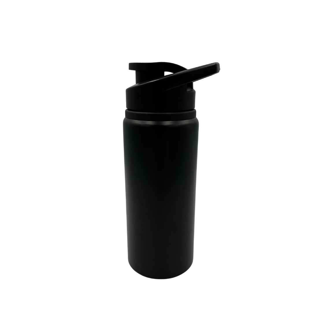 Garrafa de Alumínio Tampa Flip Preto Fosco 600ml
